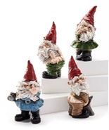 Santa Saucy Gnome Figurines Set 4 Poly Stone Red Hat Saucy Motions 7.2&quot; ... - £77.68 GBP