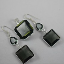 925 Sterling Silver Smoky Quartz Gemstone Handmade Necklace Earring Gift SET1047 - £28.93 GBP