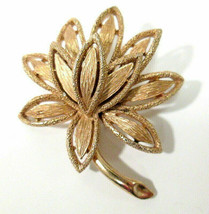 Vintage Brooch Pin Signed Avon Vintage Lotus Flower Gold Tone - £11.25 GBP