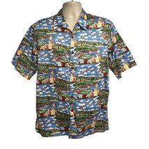 Reyn Spooner Guy Buffet Vintage Blue Hawaiian Button Up Shirt Medium Haw... - $59.39