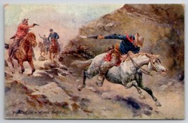 Cowboys Wild West Pursuit Of A Horse Thief Artist Signed Postcard B45 - £11.90 GBP
