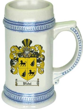 Vidal Coat of Arms Stein / Family Crest Tankard Mug