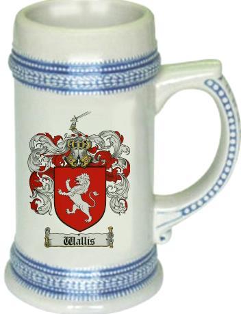 Wallis Coat of Arms Stein / Family Crest Tankard Mug