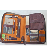 Vintage Men&#39;s Vanity Grooming Kit Leather Case 10 Piece Set Made in Germany - €25,70 EUR