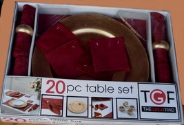 Tgf The Great Find 20 Piece Holiday Table Set - Red/Gold - Brand New In Package - £27.05 GBP
