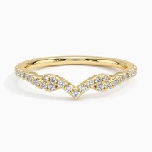 Darcie Round Chevron Shape Lab Diamond Ring / V shape Band/ Real Solid G... - $2,078.09 MXN