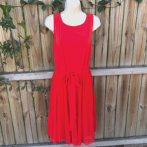 Lane Bryant  Dress Pleated Size 14/16  Fit &amp; Flare Dress Coral Lined Belted NWT - £26.57 GBP