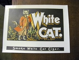 rare WHITE CAT vintate cigar box label, 1920a - £9.79 GBP