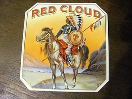 vintage 1920s RED CLOUD cigar box label, native American interst - £9.95 GBP