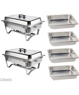 New CATERING CHAFER SET BONUS 4 HALF PANS CHAFING STAINLESS 2 FULL AND H... - $2,450.19 MXN