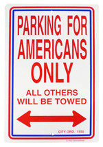 USA - 12" x 18" Plastic Parking Sign - $7.14