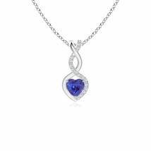 Tanzanite Infinity Heart Pendant with Diamonds in Silver (AAAA, Size- 4MM) - £212.95 GBP