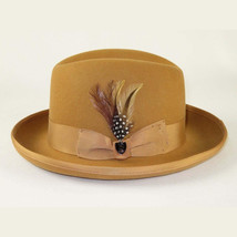 Men Bruno Capelo Dress Hat Australian Wool Homburg Godfather GF103 Camel Tan image 7