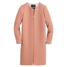 NWT J.Crew Double Cloth Collarless Coat in Blush Dark Nude Zip Front 00 $350 - £110.44 GBP