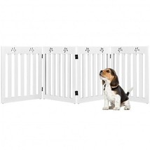 24 Inch Folding Wooden Freestanding Pet Gate Dog Gate with 360?° Hinge -Whi - £90.79 GBP