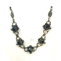 Vintage Sterling Coro Modern Abstract Flower Bloom Panel Link Necklace size 16 - £97.31 GBP