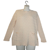 Jeanne Pierre Womens Large Pale Peach Sweater Cotton Long Sleeve Pockets... - $20.48