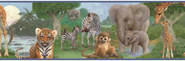 Jungle Animal Babies Bedtime Wallpaper Border Chesapeake Wallcoverings B... - $20.31