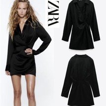 NWT. Zara Black Wrap Mini Dress with V-neckline. Size S - £36.31 GBP