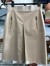 AKRIS PUNTO Tan/Khaki Pleated Skirt Sz 6 - £148.82 GBP