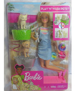 Barbie PLAY &#39;N&#39; WASH PETS Doll Set puppy kitty bunny 13 pieces new in box - $1,132.80 MXN