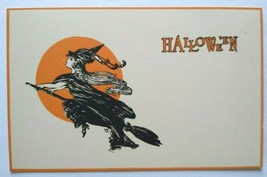 Halloween Postcard Gibson Witch Flying On Broom By Moon Unused Scarce Fantasy - £90.75 GBP
