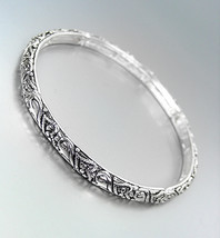 CLASSIC Thin Brighton Bay Silver Heart Filigree Stretch Stackable Bracelet - £8.58 GBP