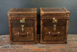 Vintage English Handmade Nightstand Table Trunks with Draws - £810.50 GBP