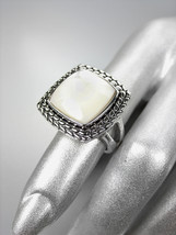 CLASSIC Brighton Bay Silver Balinese Cable Filigree Mother Pearl Square Ring - £21.62 GBP