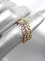 STUNNING 18kt White Rose Gold Plated CZ Crystals 3 PC 2mm Width Band Ring Set - $26.99