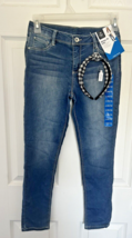 Girls Skinny Fit Jean Sz L 10/12 Denim &amp; Black White Checked Headband 26... - $8.93