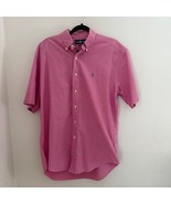 Ralph Lauren Pony Extended Tail Pink Button Down 100% Cotton Shirt Mens M - $36.28 CAD