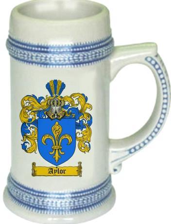 Aylor Coat of Arms Stein / Family Crest Tankard Mug