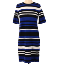 NEW LAUREN RALPH LAUREN BLUE STRIPES VISCOSE SHIFT DRESS SIZE M - $82.39