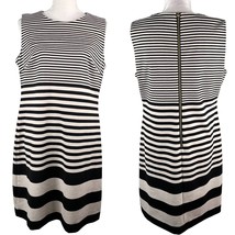 Calvin Klein Dress 14 Black Taupe A-Line Shift Stretch Sleeveless Back Zipper - £27.52 GBP