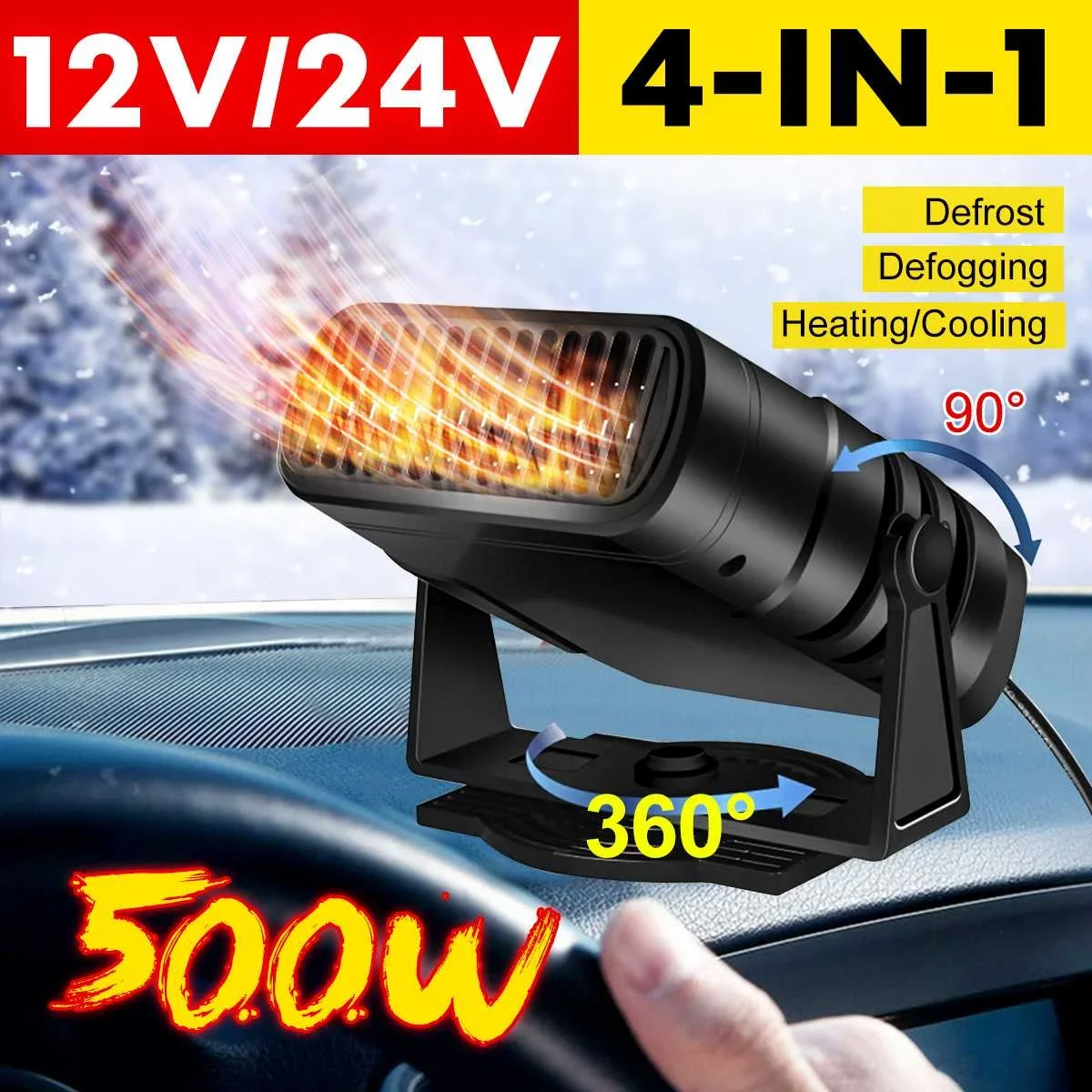 12V/24V 120W 4 IN 1 Car Heater Electric Cooling Heating Fan Portable Electric - £20.67 GBP