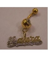 14k gold overlay Belly Ring with name  plate Personalized belly ring - $570.99 MXN