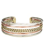 Multi Hammered &amp; Twisted Lines Cuff Bracelet - $22.21 CAD