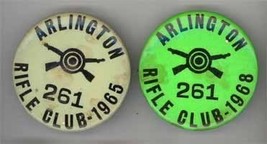 2 Arlington MA rifle clb shooting pins vintage 1965  68 gun sporting col... - $14.00