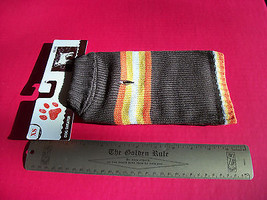 Pet Gift Dog Clothes XS Brown Sweater Outfit Cold Weather Orange Stripe ... - £4.38 GBP