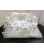 First Communion Bridal Pageant Flower Girl Tiara Crown White Veil Weddin... - £23.72 GBP