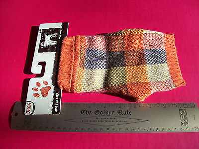 Pet Gift Dog Clothes XXS Orange Sweater Outfit Brown Plaid Cold Weather ... - $5.49