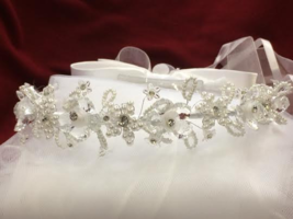 First Communion Bridal Pageant Flower Girl Tiara Crown White Veil Wedding #cm423 - £23.56 GBP