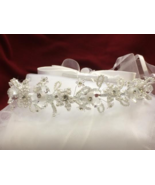 First Communion Bridal Pageant Flower Girl Tiara Crown White Veil Weddin... - $570.99 MXN