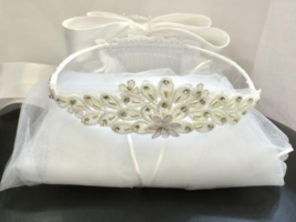 First Communion Bridal Pageant Flower Girl Tiara Crown White Veil Wedding #cm438 - £24.03 GBP