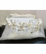 First Communion Bridal Pageant Flower Girl Tiara Crown White Veil Weddin... - $570.99 MXN