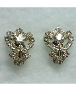 Vintage Clear Rhinestone Clip On  Earrings - £6.96 GBP