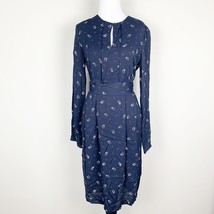 Noa Noa Womens Dress Blue Size 34 Small Long Sleeve Belted Round Neck - £35.60 GBP