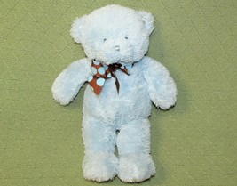 Baby Gund God Bless Baby Teddy Blue Plush 13&quot; Bear Stuffed Animal Brown Ribbon - £8.98 GBP