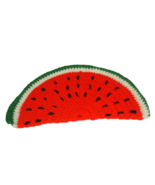 Vtg Watermelon Handmade Knit Crochet Pot Holder Hot Pad Folk Art fruit C... - £9.39 GBP